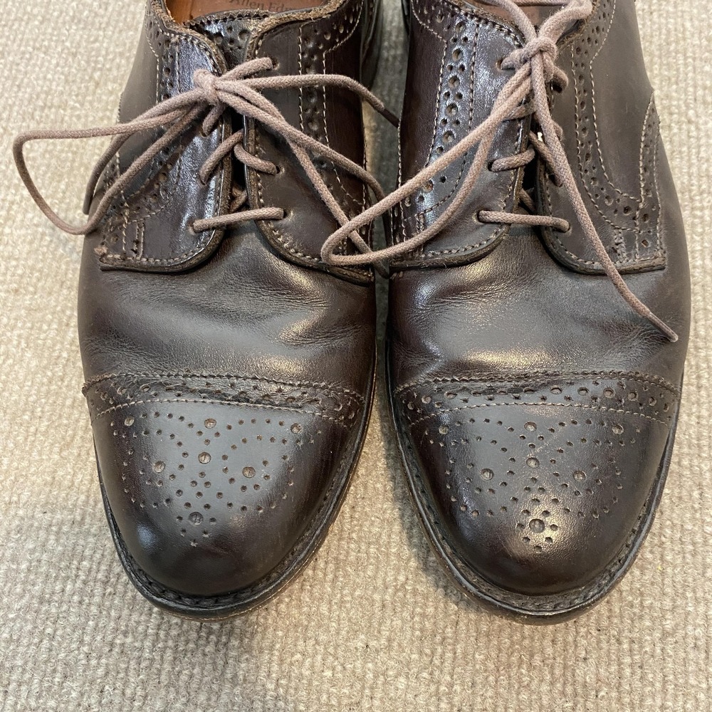 Allen Edmonds Shoes Mens Size 9 D Brown Leather Cap Toe Brogue Dress Oxfords - Picture 5 of 12